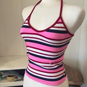 Top Secret Pink and White Striped Crop Tank
